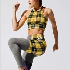 Nike Dri-Fit Yellow Plaid Sports Bra mesh detail